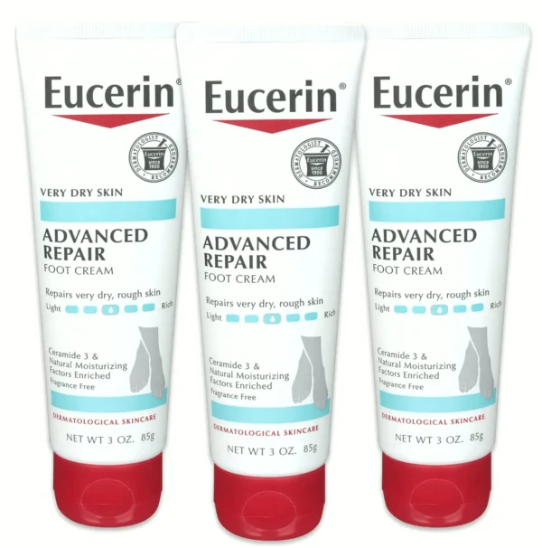 Eucerin's Advanced Foot Care Lotion - Fragrance-Free, For Very Parched Skin - 3 oz Container (Pack of 3)
