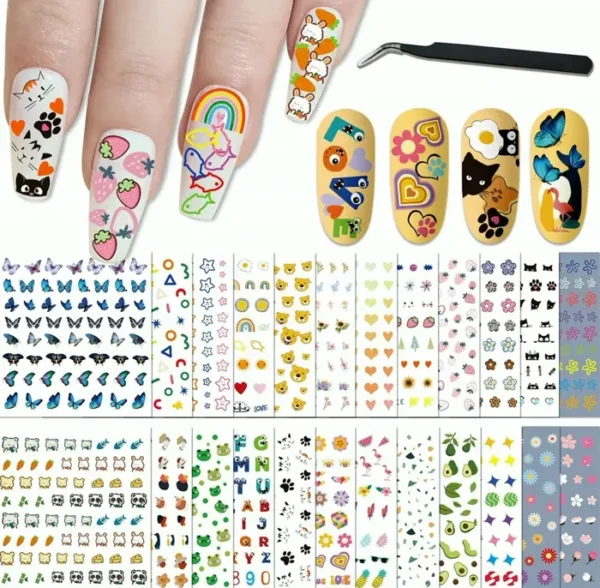 Nail  Stickers Set for  Children  with Tweezers