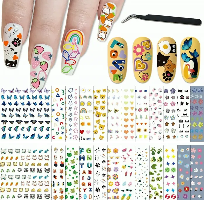 Nail  Stickers Set for  Children  with Tweezers