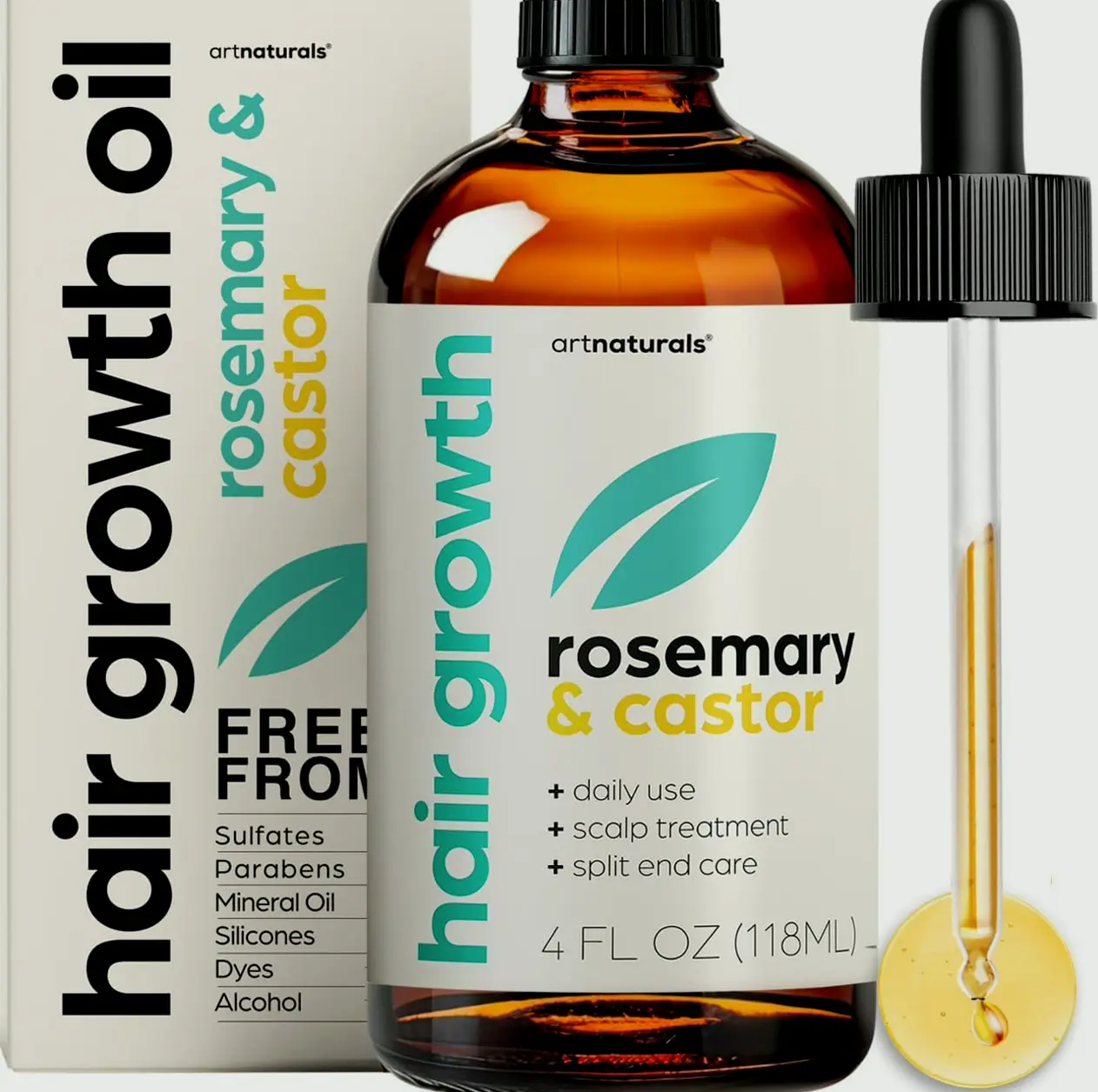 ArtNaturals Rosemary-Infused Castor Hair Oil, 4 fl oz