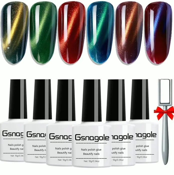 Feline Eye Shiny Manicure Set, UV LED Soak Off Varnish