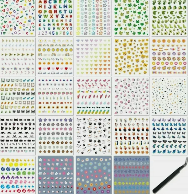 Nail  Stickers Set for  Children  with Tweezers
