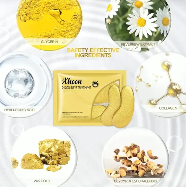24K Golden Under-Eye Patches - 20 Pairs Amino Acids & Collagen