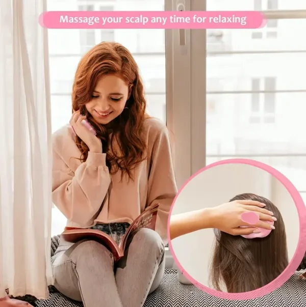 Gentle Silicone Hair Massager Shampoo Brush for Moist Dry Wavy Straight Fur Color