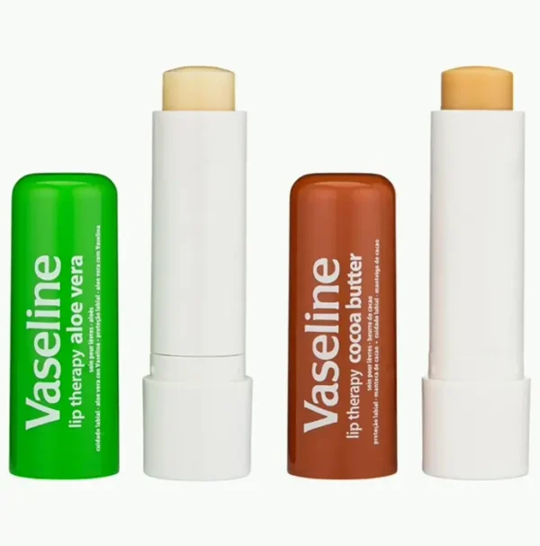 Vaseline Lip Balm Variety 4-Set – Cocoa + Aloe Moisturizing Lip Balm containing Vit E, 0.16 Oz Ea