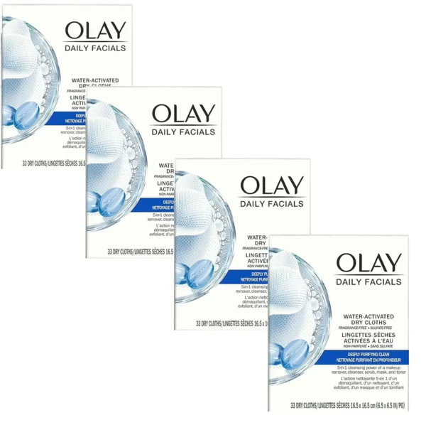 Olay 2-in-1 Facial Cleaning Cloths, 33ct, Set of 4