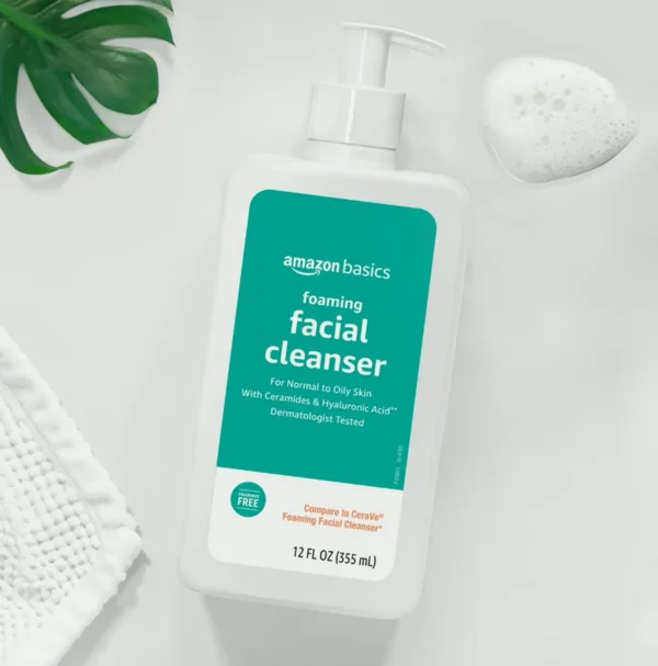 Amazon Bubble Facial Cleanser with Cera & Hyaluronic Acid, Fragrance-Free, 12 Fl Oz, Pack of 1