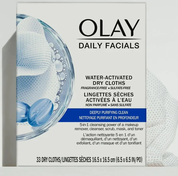 Olay 2-in-1 Facial Cleaning Cloths, 33ct, Set of 4