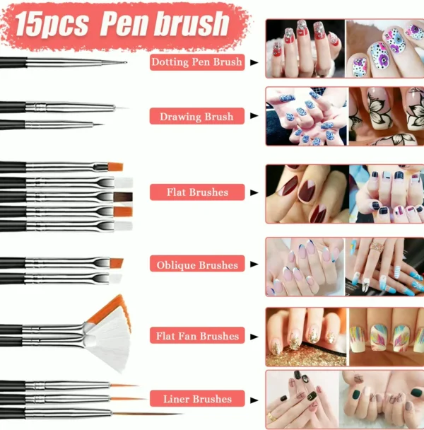 Manicure Art Kit with Brushes and Accessories