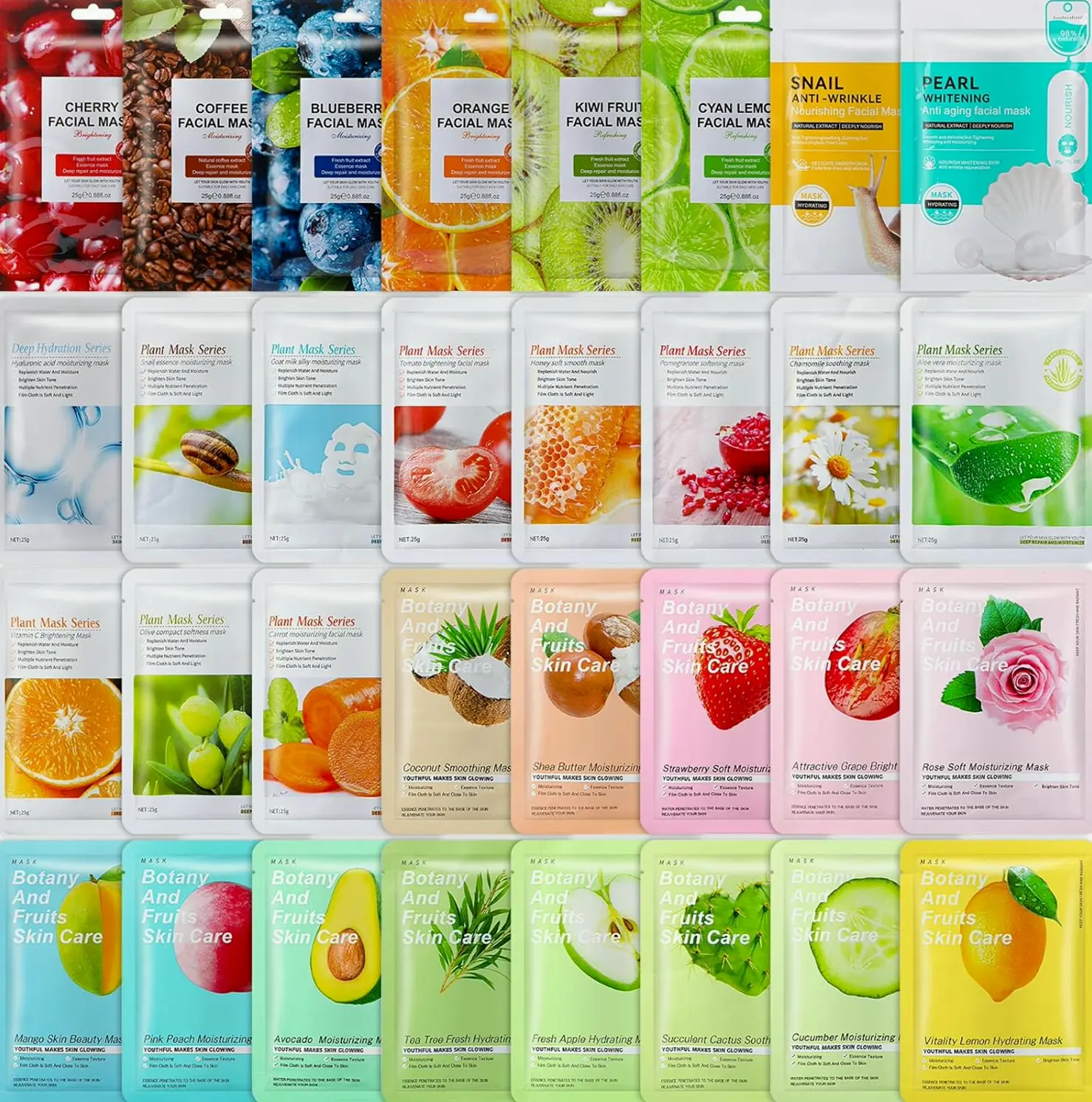 32-piece Moisturizing Essence Face Masks for Self Care