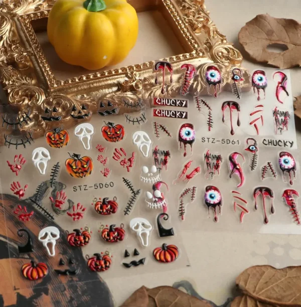 Halloween 5D Nail Stickers - Skull Design Collection
