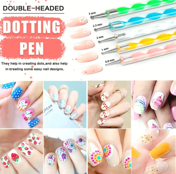 Manicure Art Kit with Brushes and Accessories