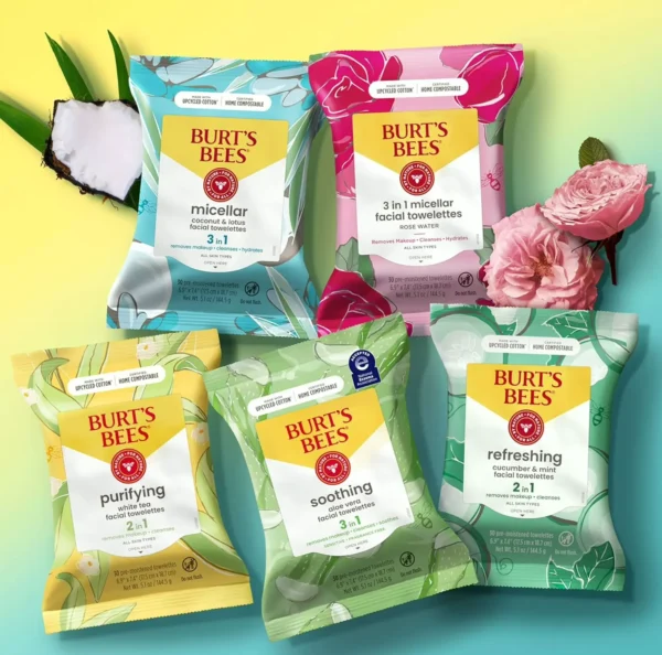 Burt Bee's Aloe Vera Face Towelettes, Sensitive Skin, 3 Pack, 30 Ct Each