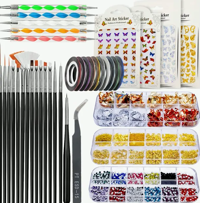 Manicure Art Kit with Brushes and Accessories