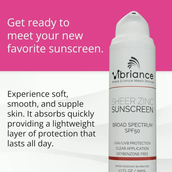 Vibriance Sheer Zinc Face Sunscreen Sun Protection Factor 50, Clear Formula, 1.7 fl oz