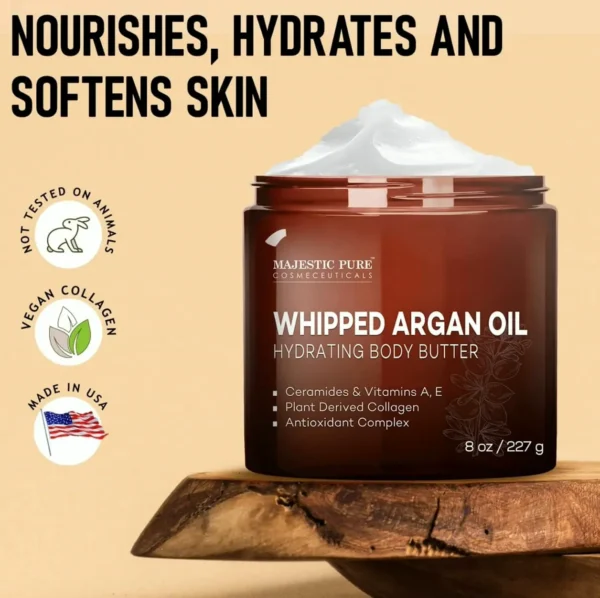 Majestic Pure Creamy Argan Body Butter for Skin & Face - 8oz