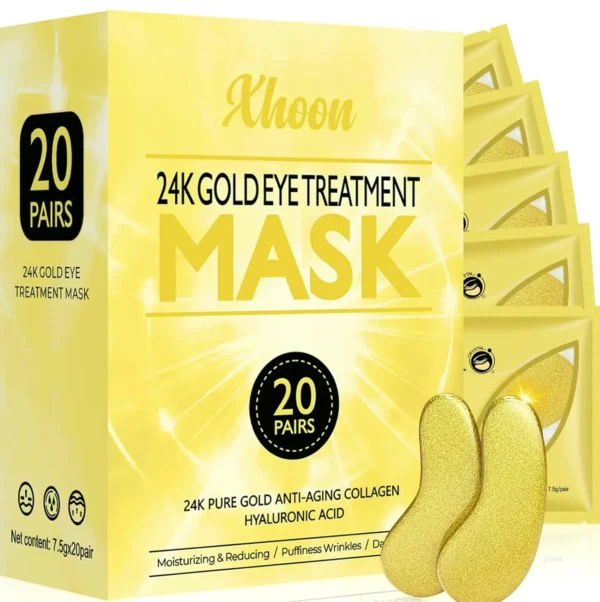 24K Golden Under-Eye Patches - 20 Pairs Amino Acids & Collagen