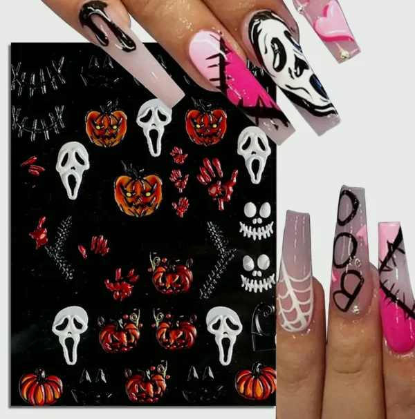 Halloween 5D Nail Stickers - Skull Design Collection