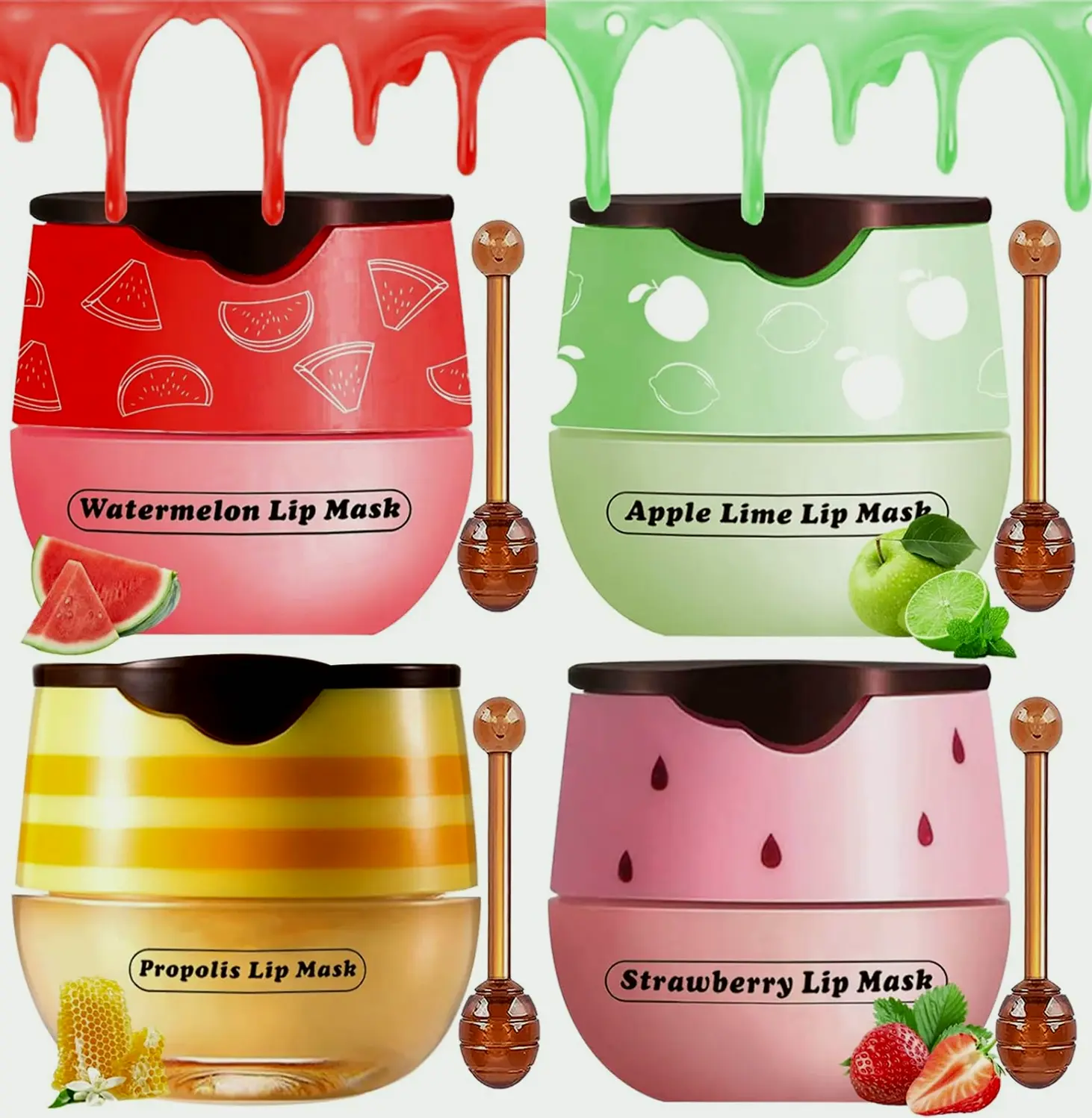 Honey Lip Moisturizer Jar, 4 Pcs Assorted Flavors
