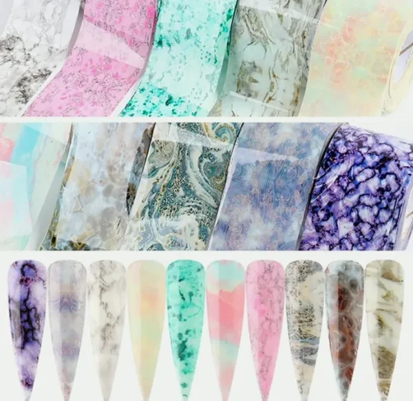 Holographic Nail Decals, Marble Nail Polish Paper