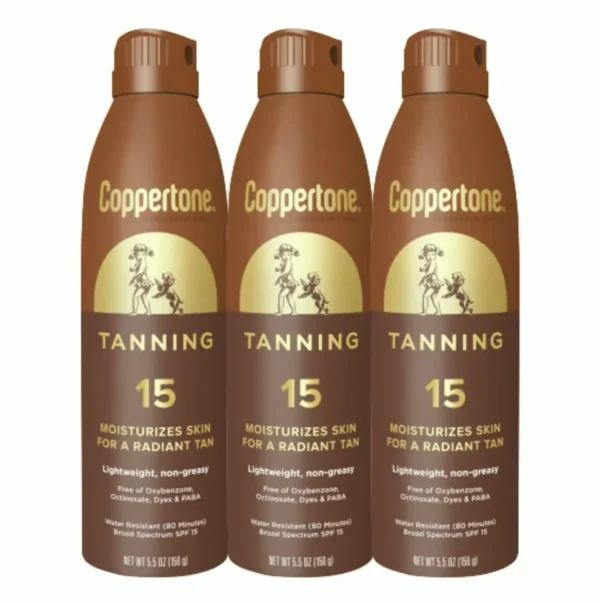 Coppertone Mist SPF 15, H2O Resistant, 5.5oz, Set of 3