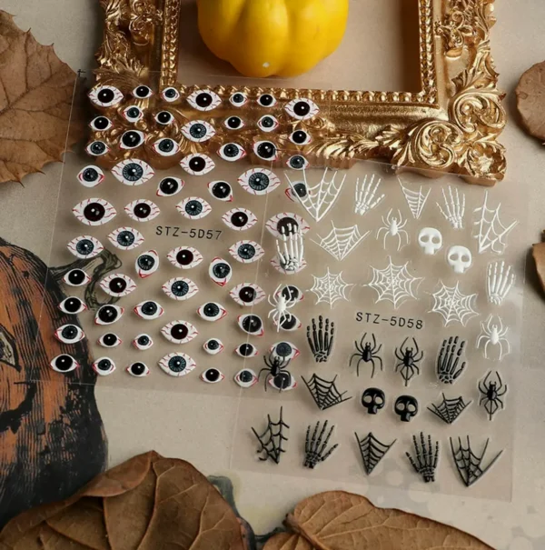 Halloween 5D Nail Stickers - Skull Design Collection
