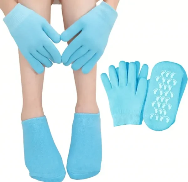 Hydrating Treatment Mittens & Booties (4 PCS/Blue)