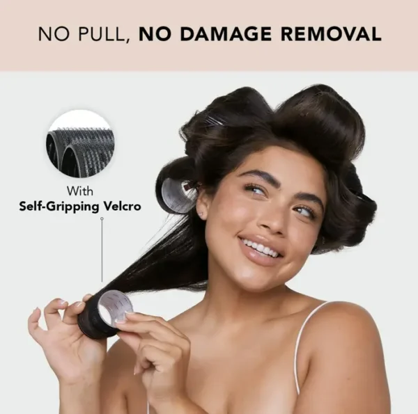Ceramic Heat Hair Rollers for Various Types - 8pcs Black