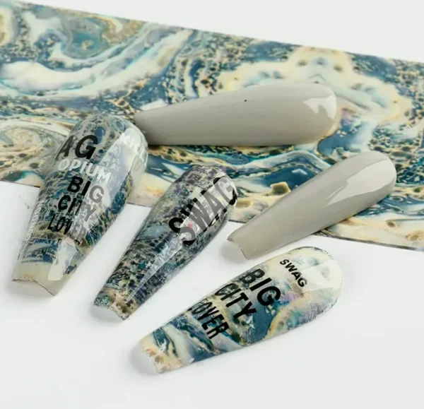 Holographic Nail Decals, Marble Nail Polish Paper