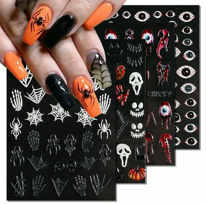 Halloween 5D Nail Stickers - Skull Design Collection
